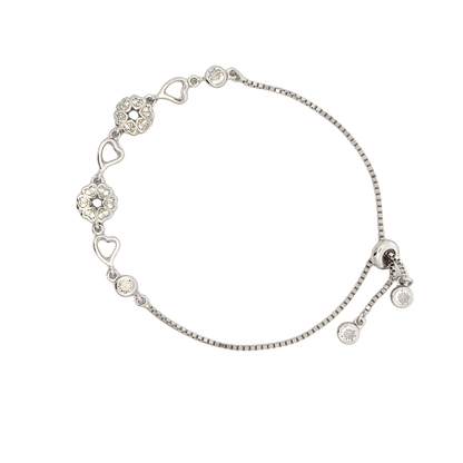 Rhodium Floral CZ Bracelet