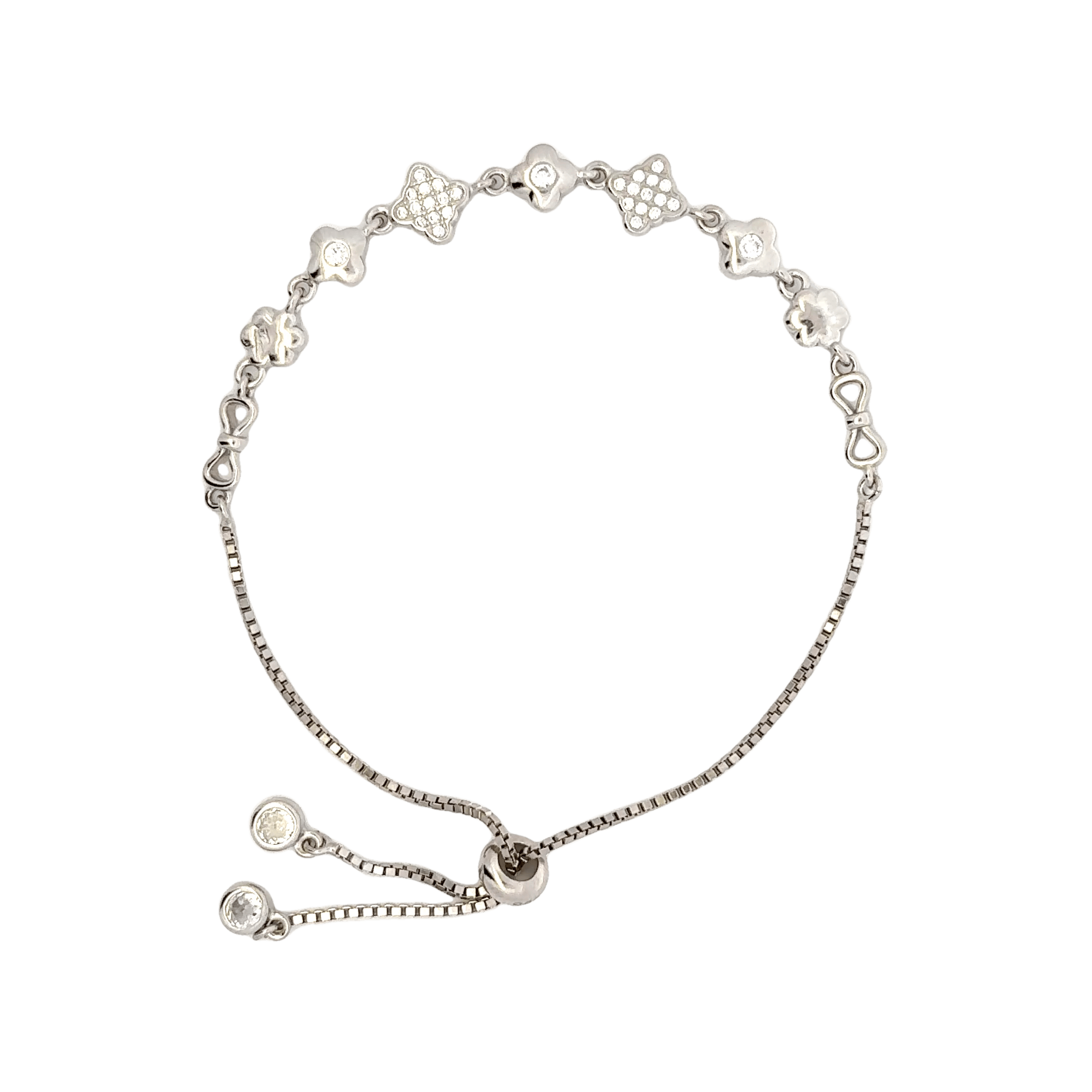 Rhodium Charming Dia bracelet