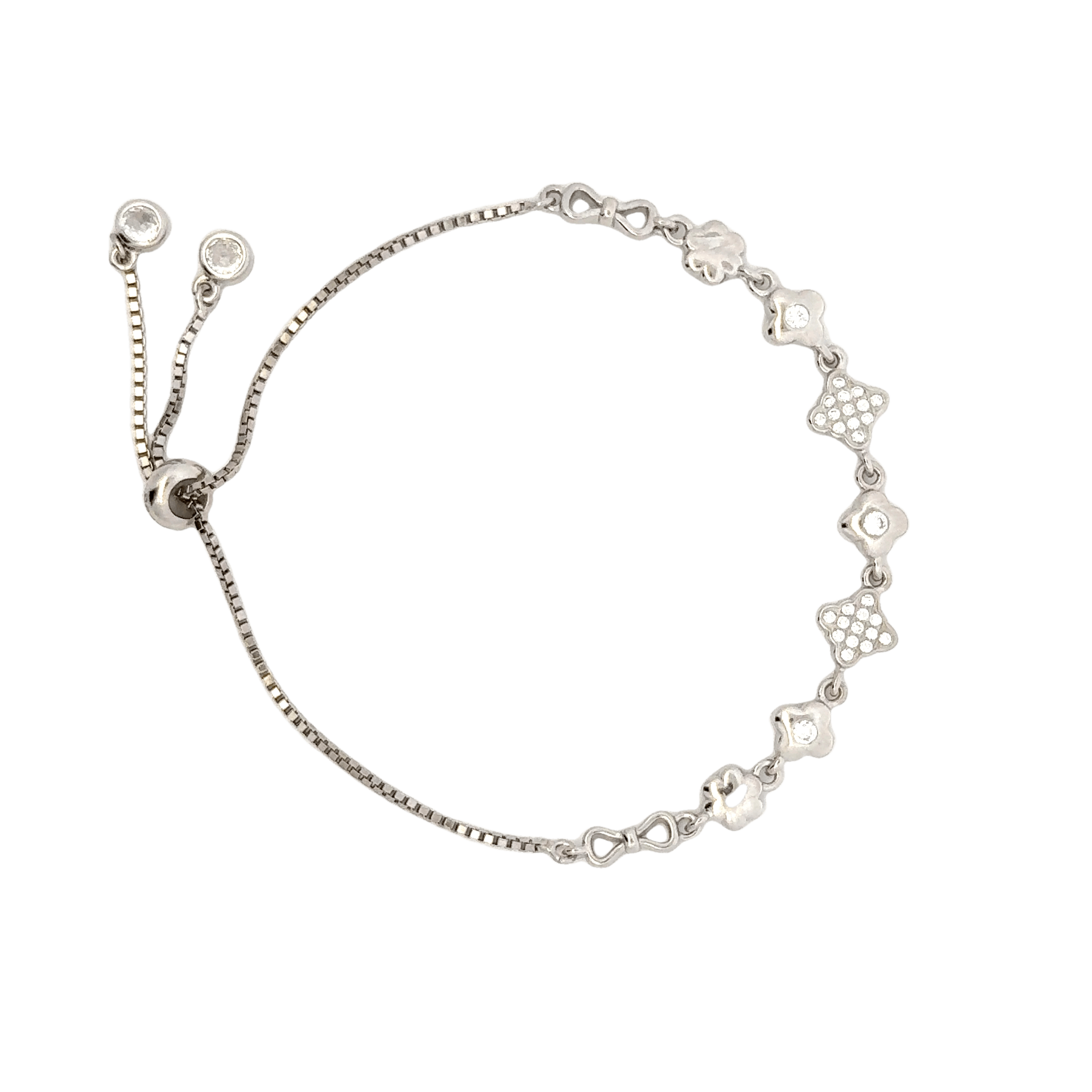 Rhodium Charming Dia bracelet