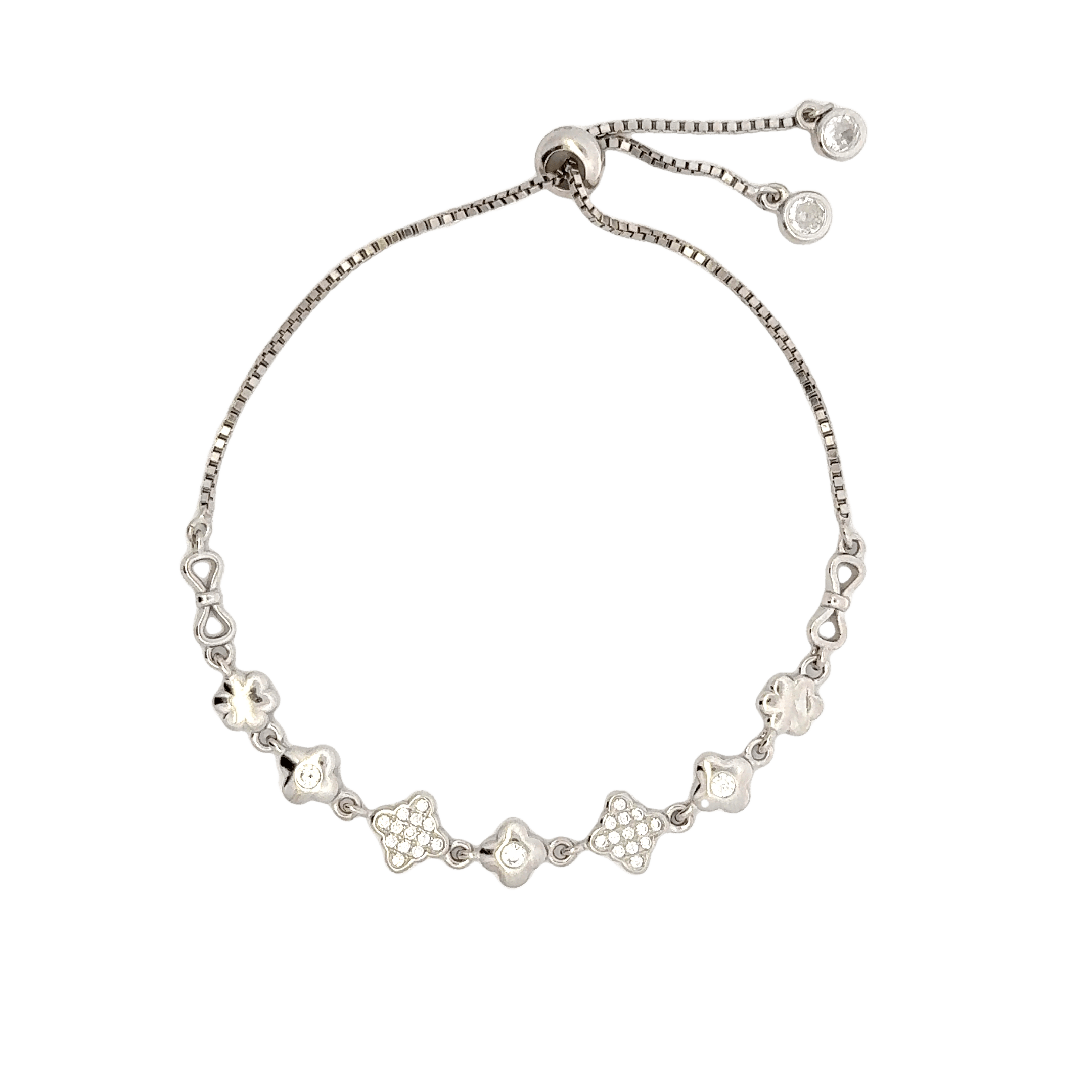 Rhodium Charming Dia bracelet