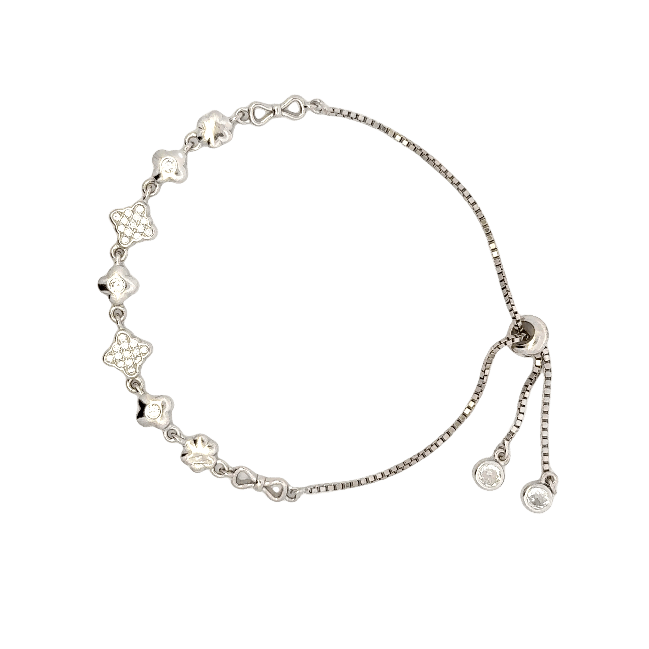 Rhodium Charming Dia bracelet