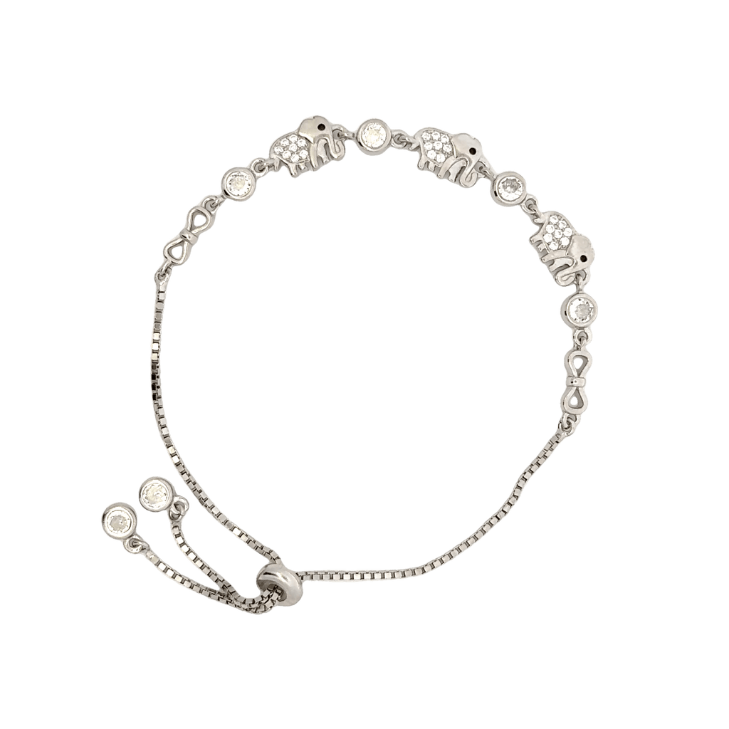 Rhodium Elephant  charm bracelet