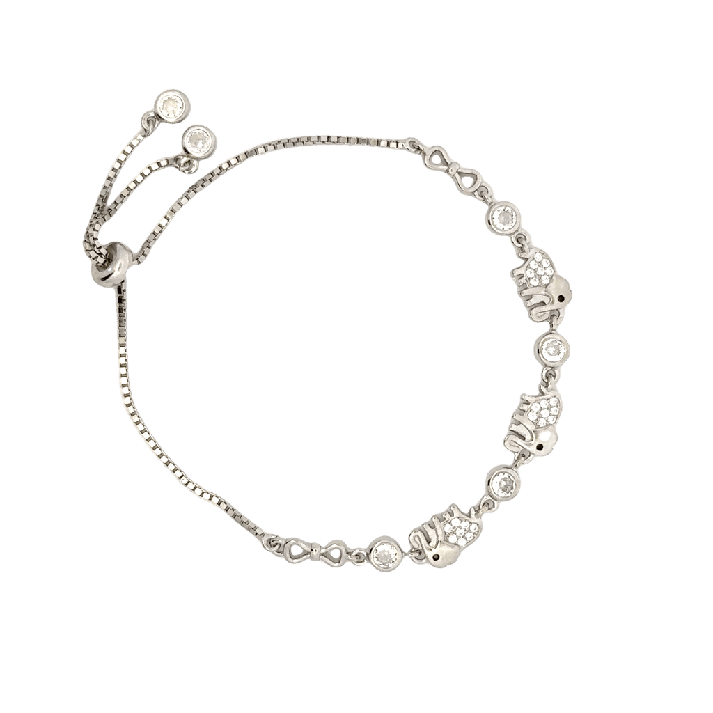 Rhodium Elephant  charm bracelet