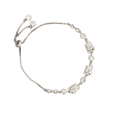 Rhodium Elephant  charm bracelet