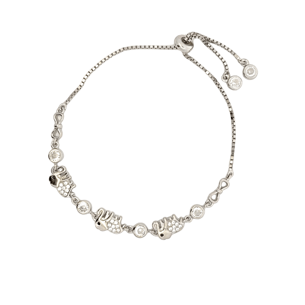 Rhodium Elephant  charm bracelet