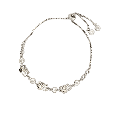 Rhodium Elephant  charm bracelet