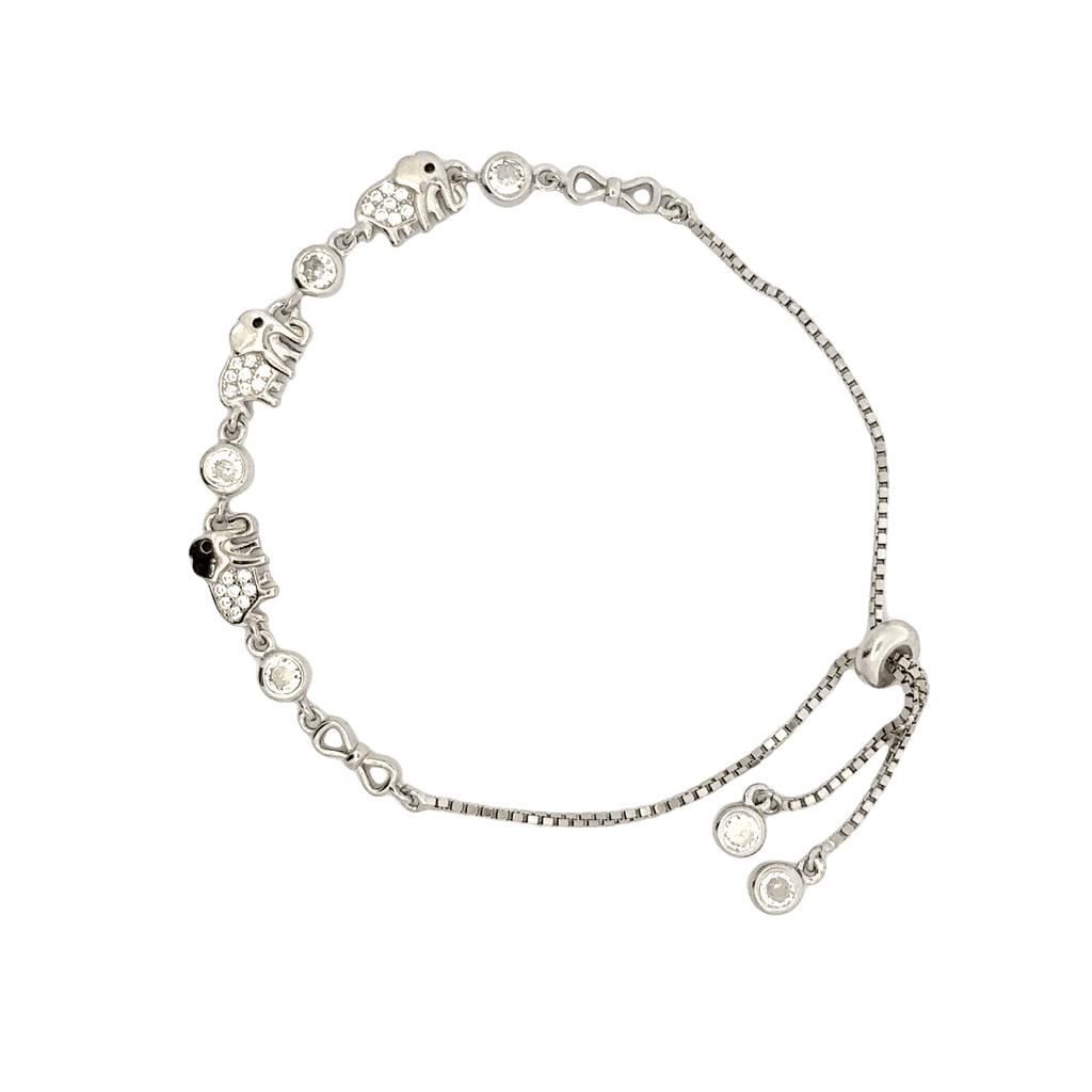 Rhodium Elephant  charm bracelet