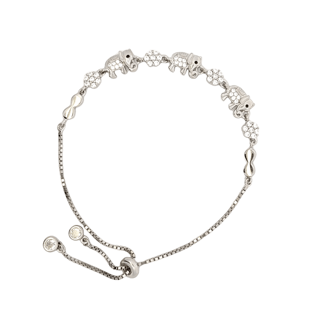 Rhodium Elephant charm Bracelet
