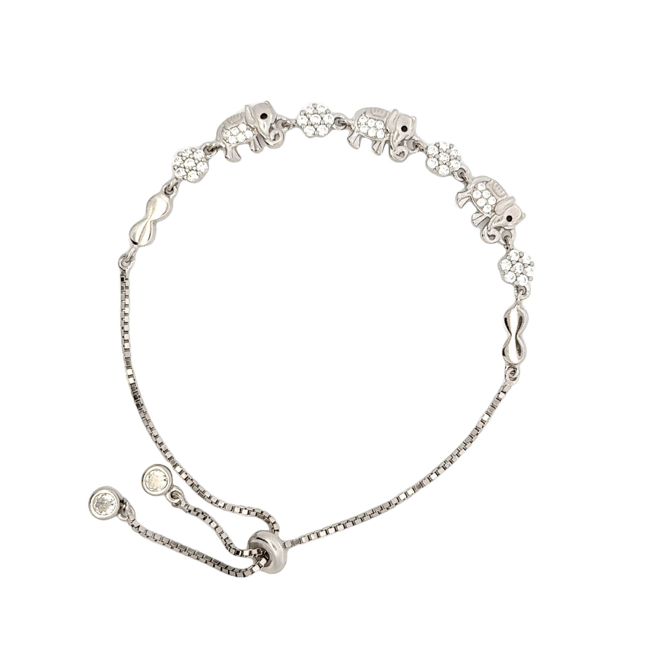 Rhodium Elephant charm Bracelet