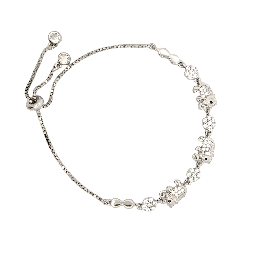 Rhodium Elephant charm Bracelet