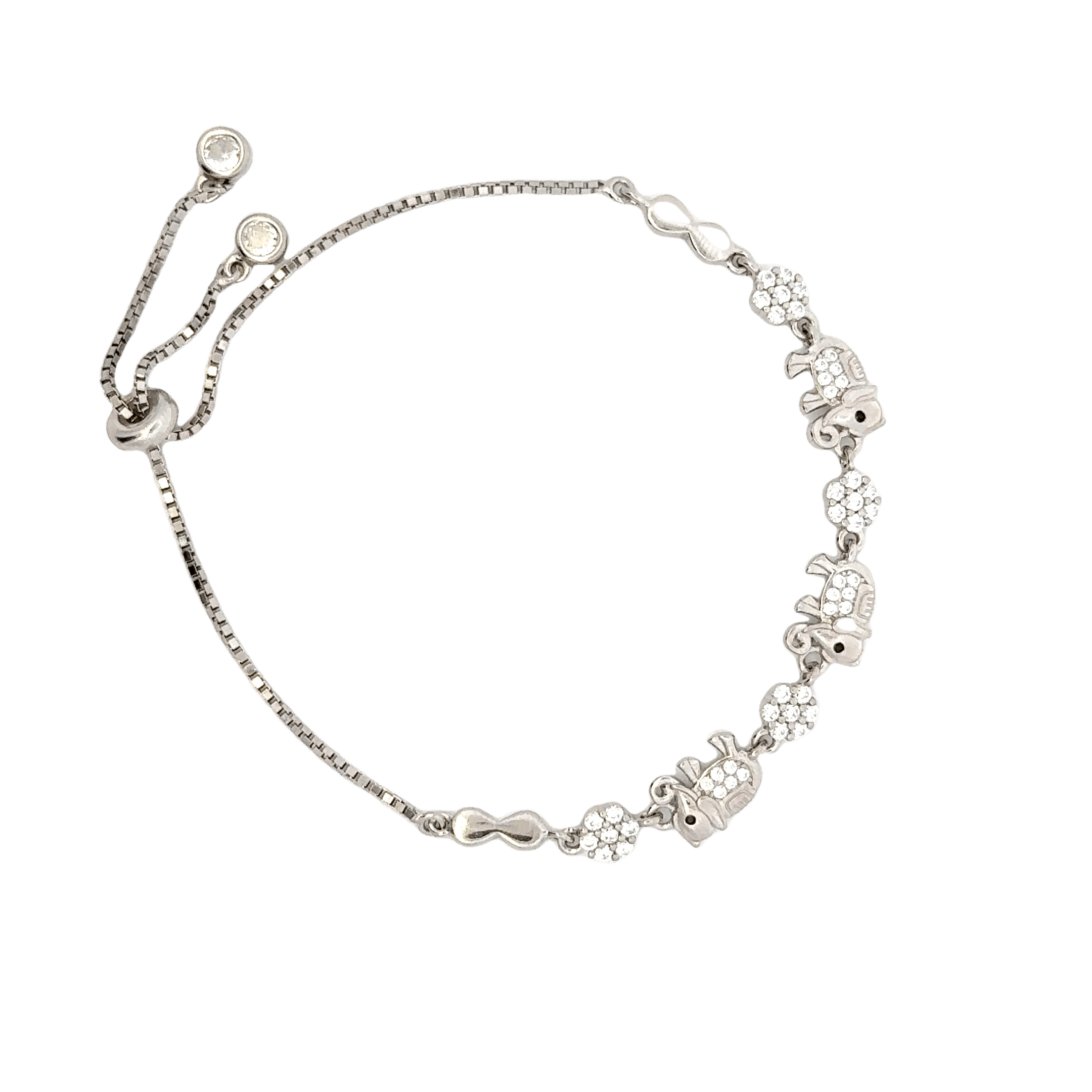 Rhodium Elephant charm Bracelet