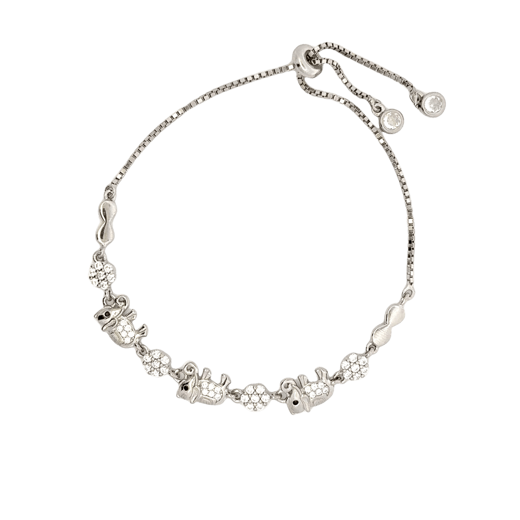 Rhodium Elephant charm Bracelet