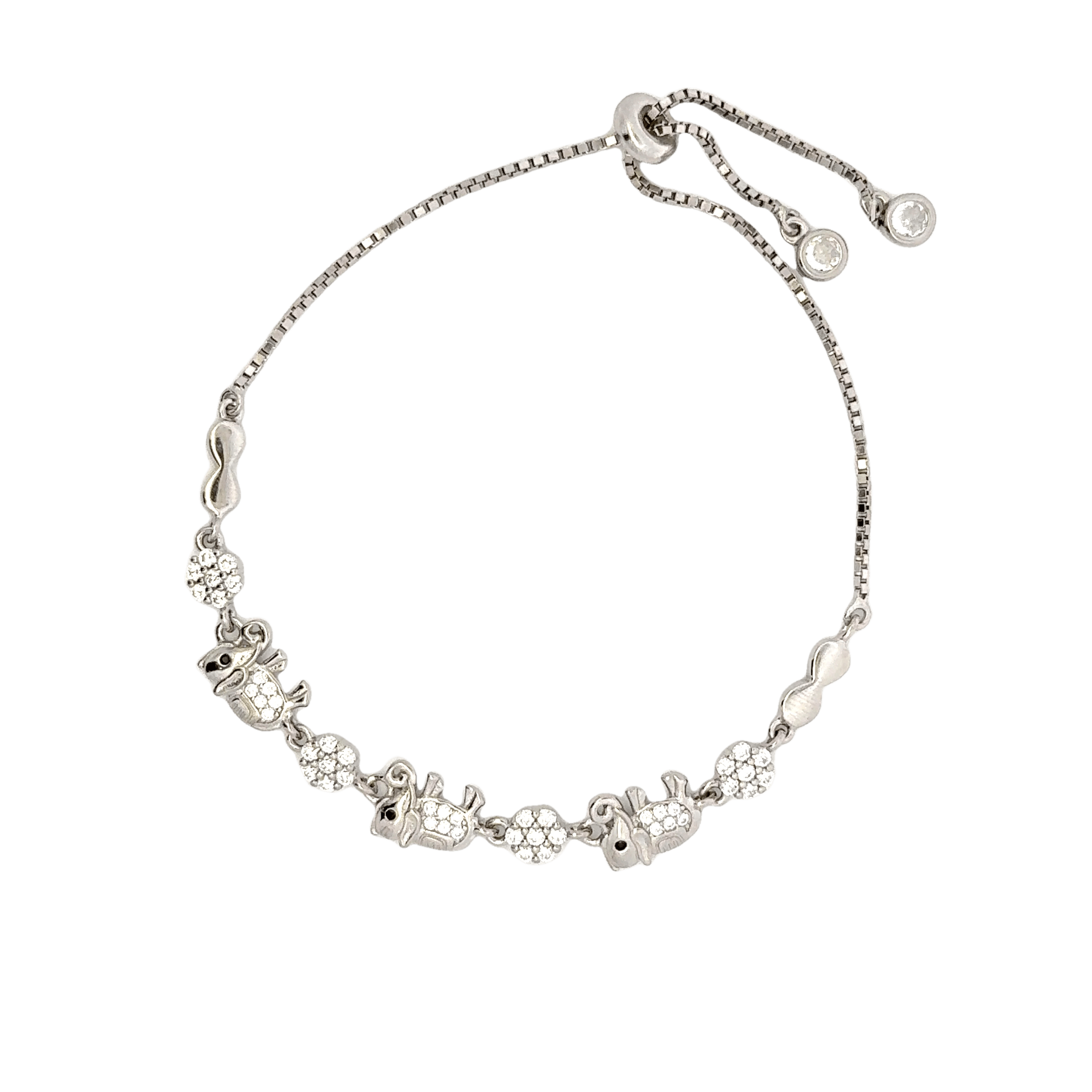Rhodium Elephant charm Bracelet