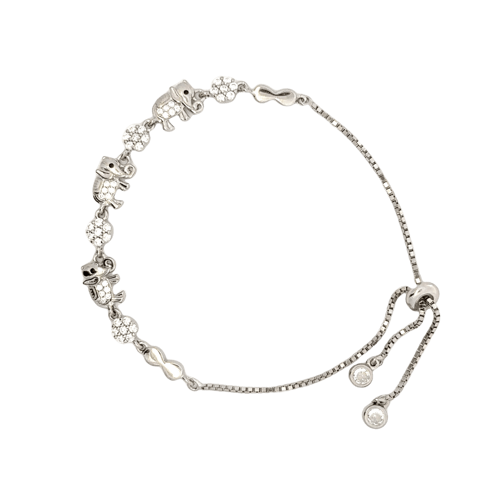 Rhodium Elephant charm Bracelet