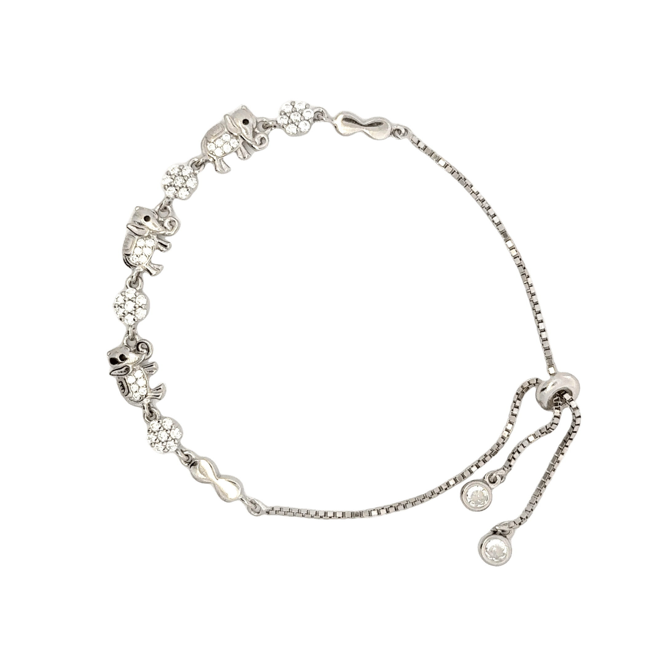 Rhodium Elephant charm Bracelet