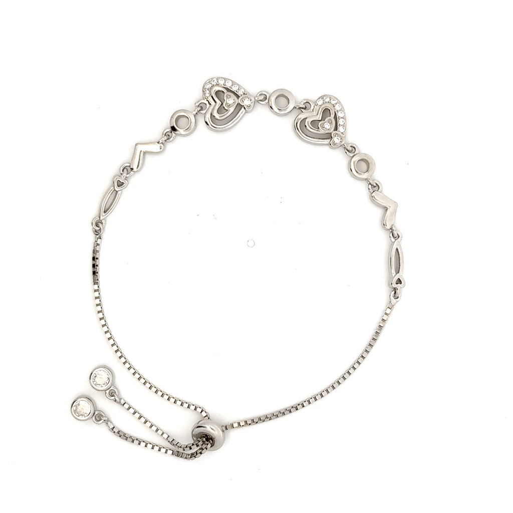 Rhodium Heart charm Bracelet