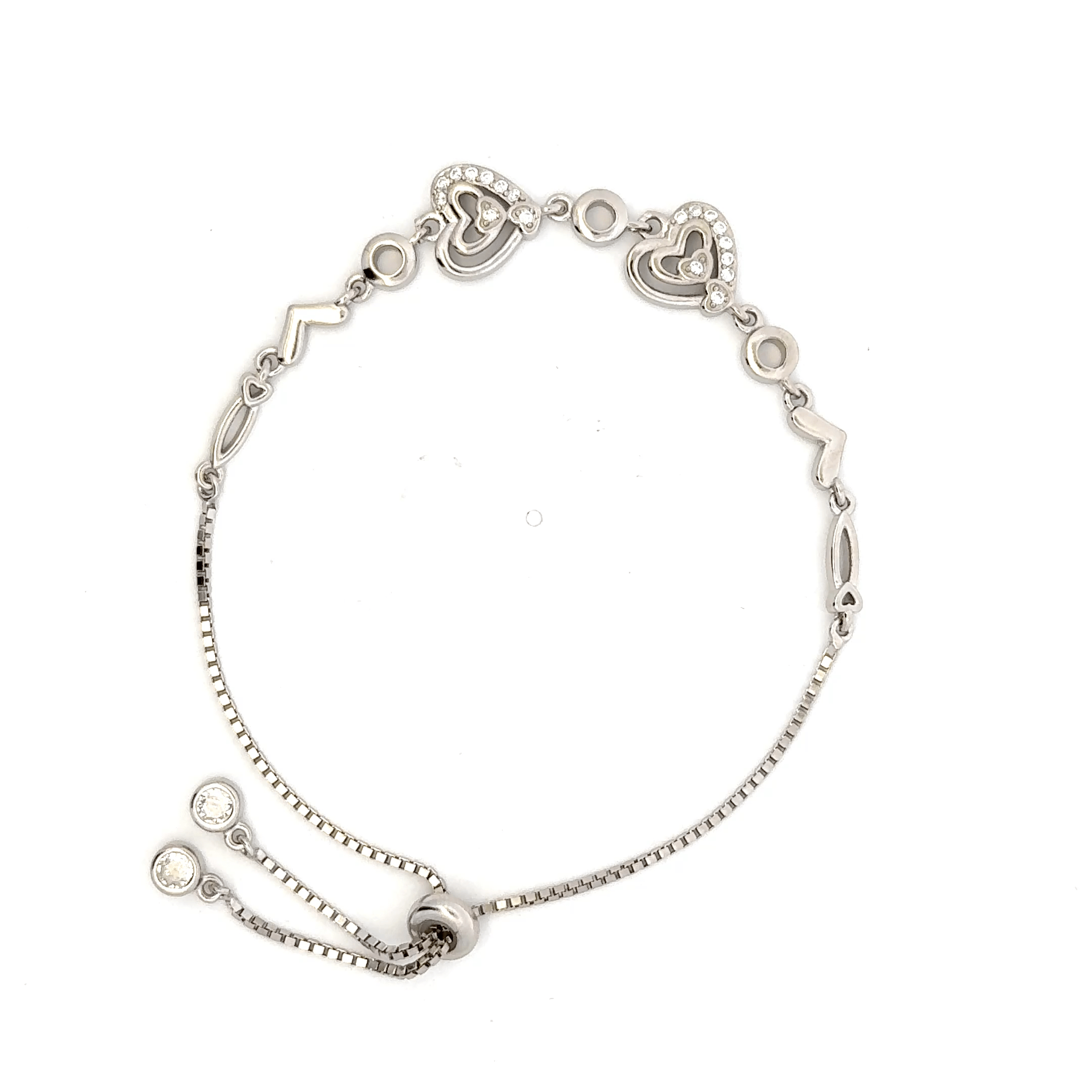 Rhodium Heart charm Bracelet