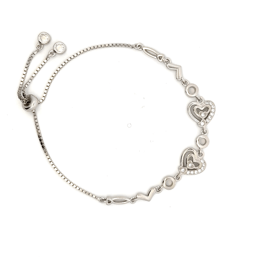 Rhodium Heart charm Bracelet