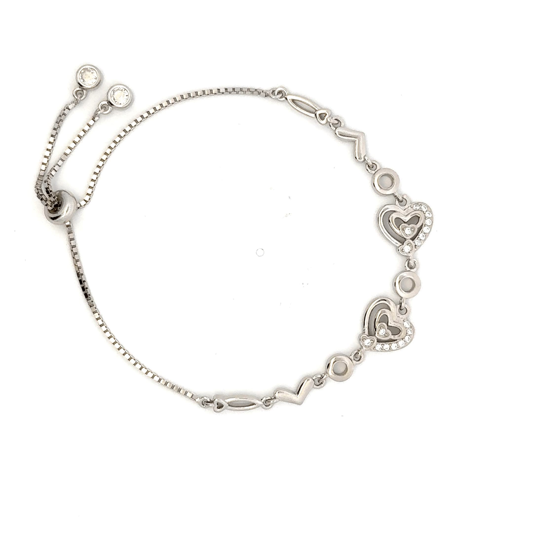 Rhodium Heart charm Bracelet