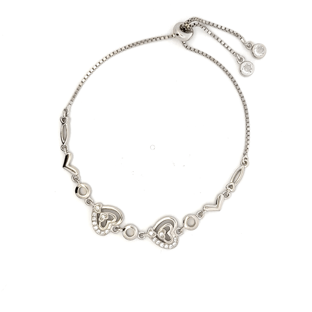 Rhodium Heart charm Bracelet