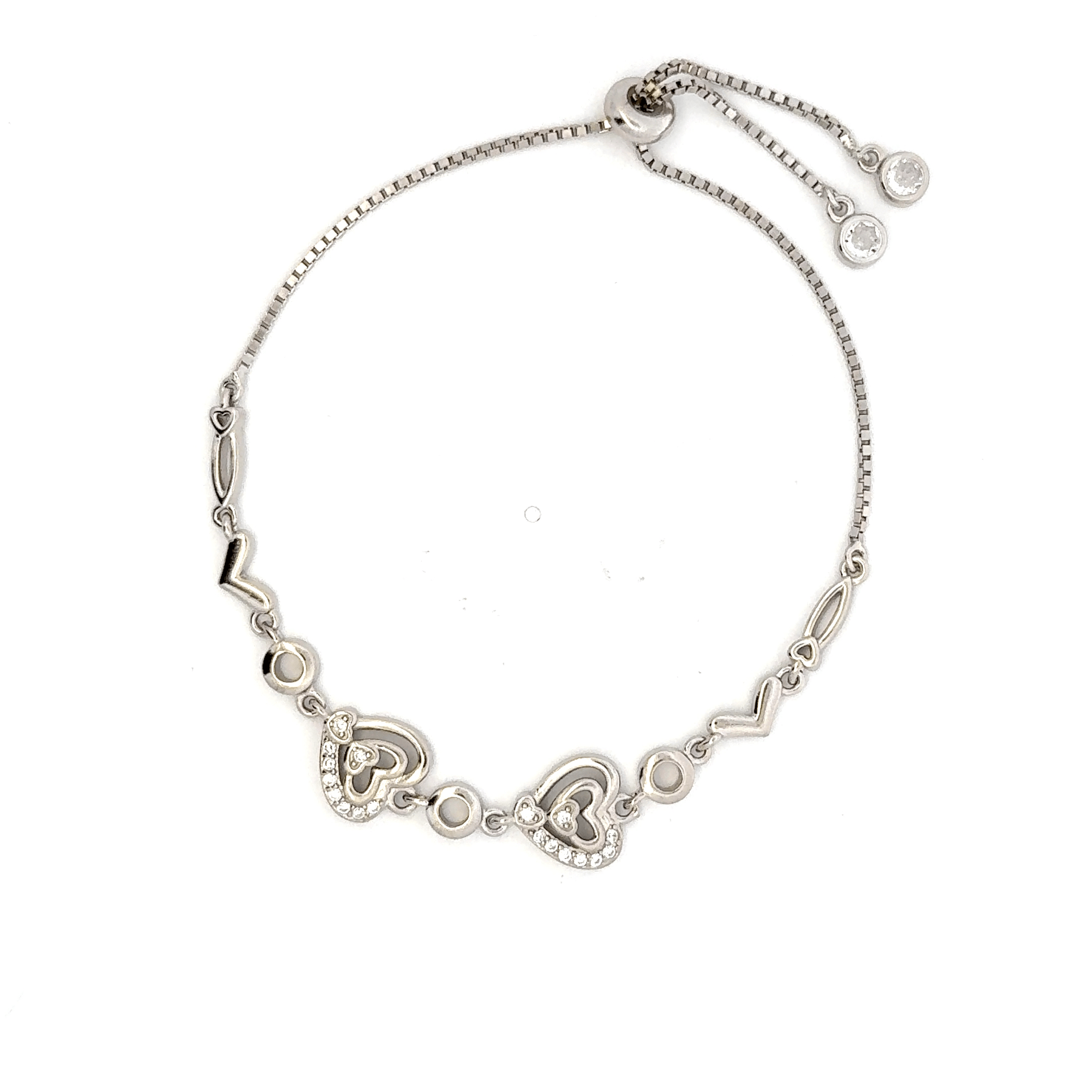 Rhodium Heart charm Bracelet