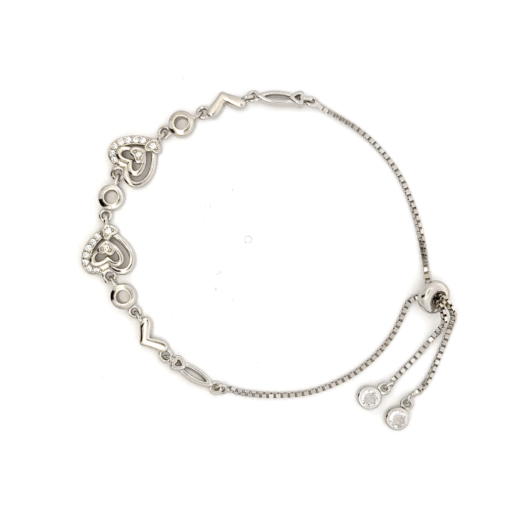 Rhodium Heart charm Bracelet