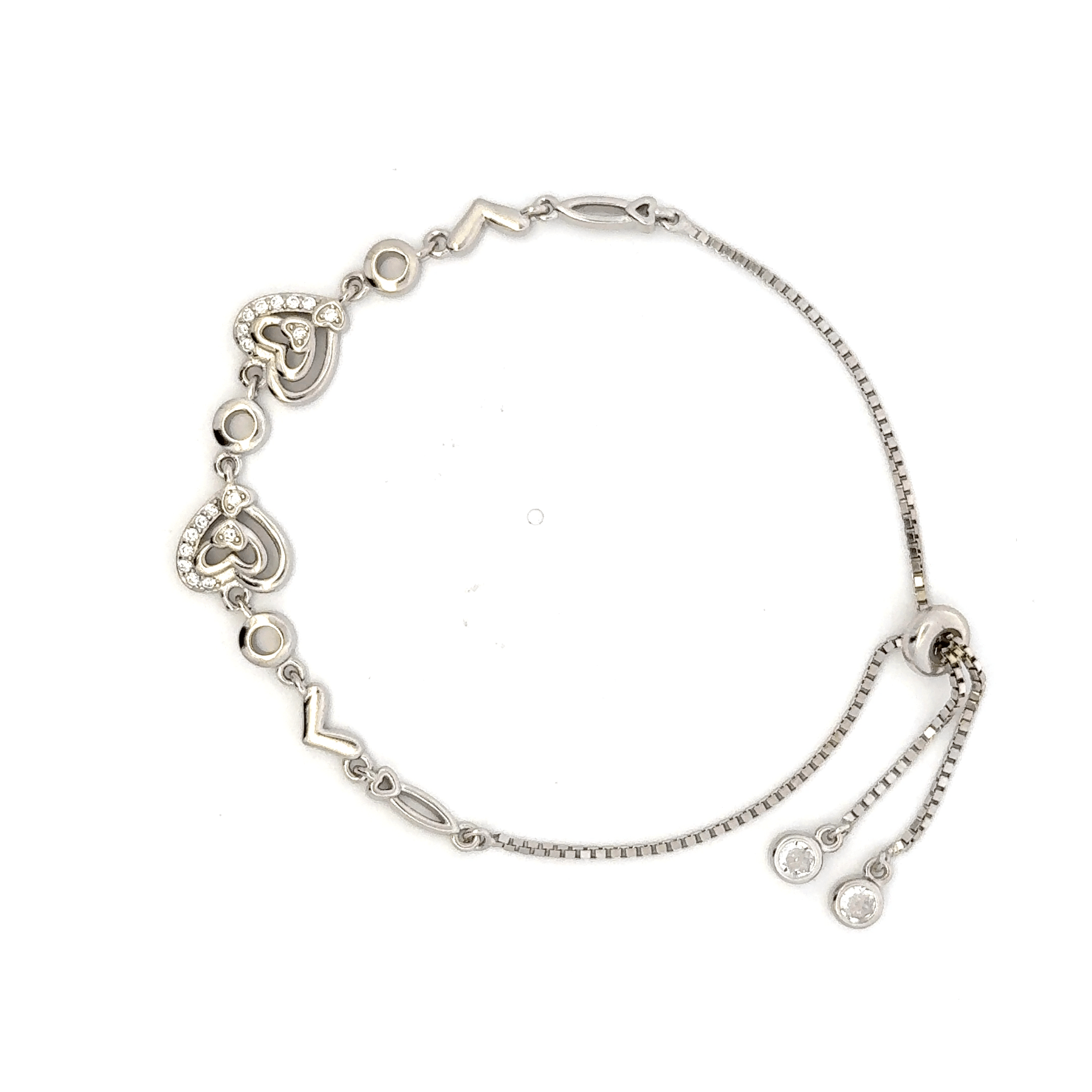 Rhodium Heart charm Bracelet