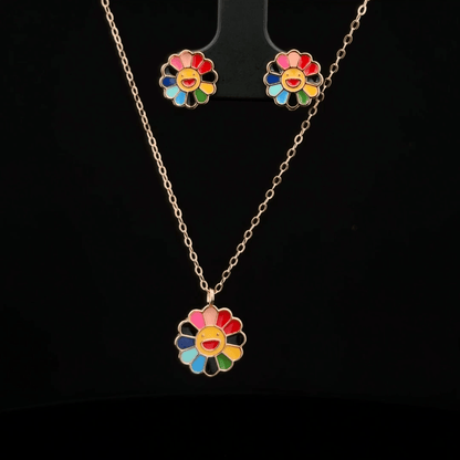 Rosegold Flower Chainpendant with Earring