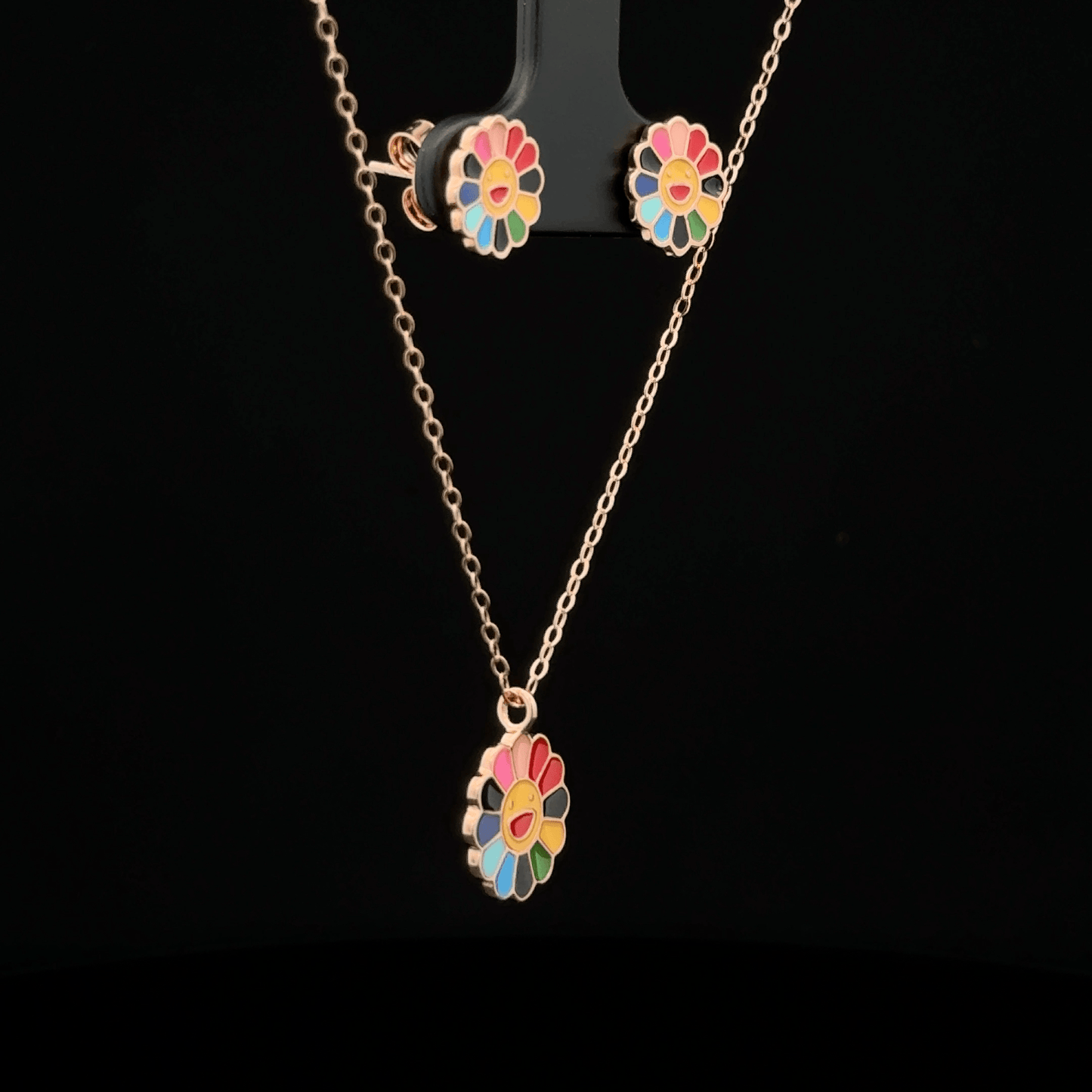 Rosegold Flower Chainpendant with Earring