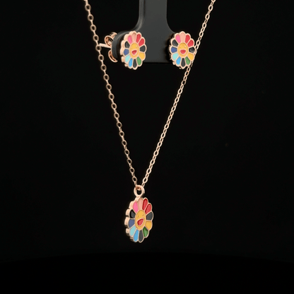 Rosegold Flower Chainpendant with Earring