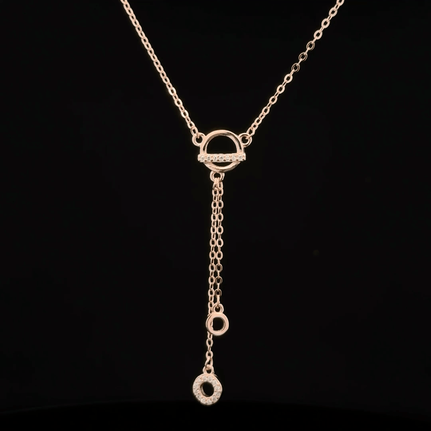 Circle Stone Rosegold Chain With Pendant