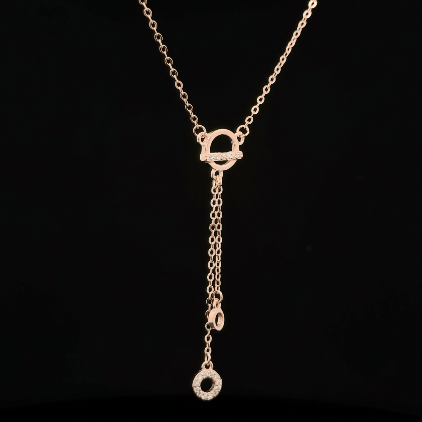 Circle Stone Rosegold Chain With Pendant