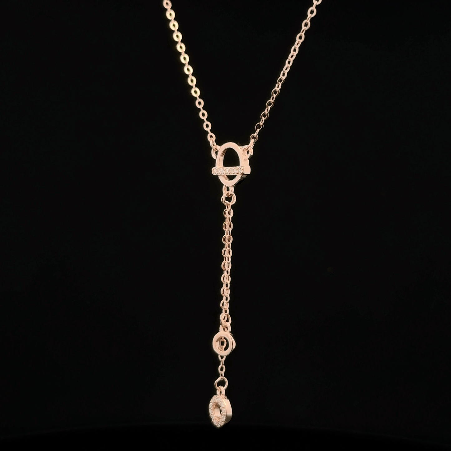 Circle Stone Rosegold Chain With Pendant