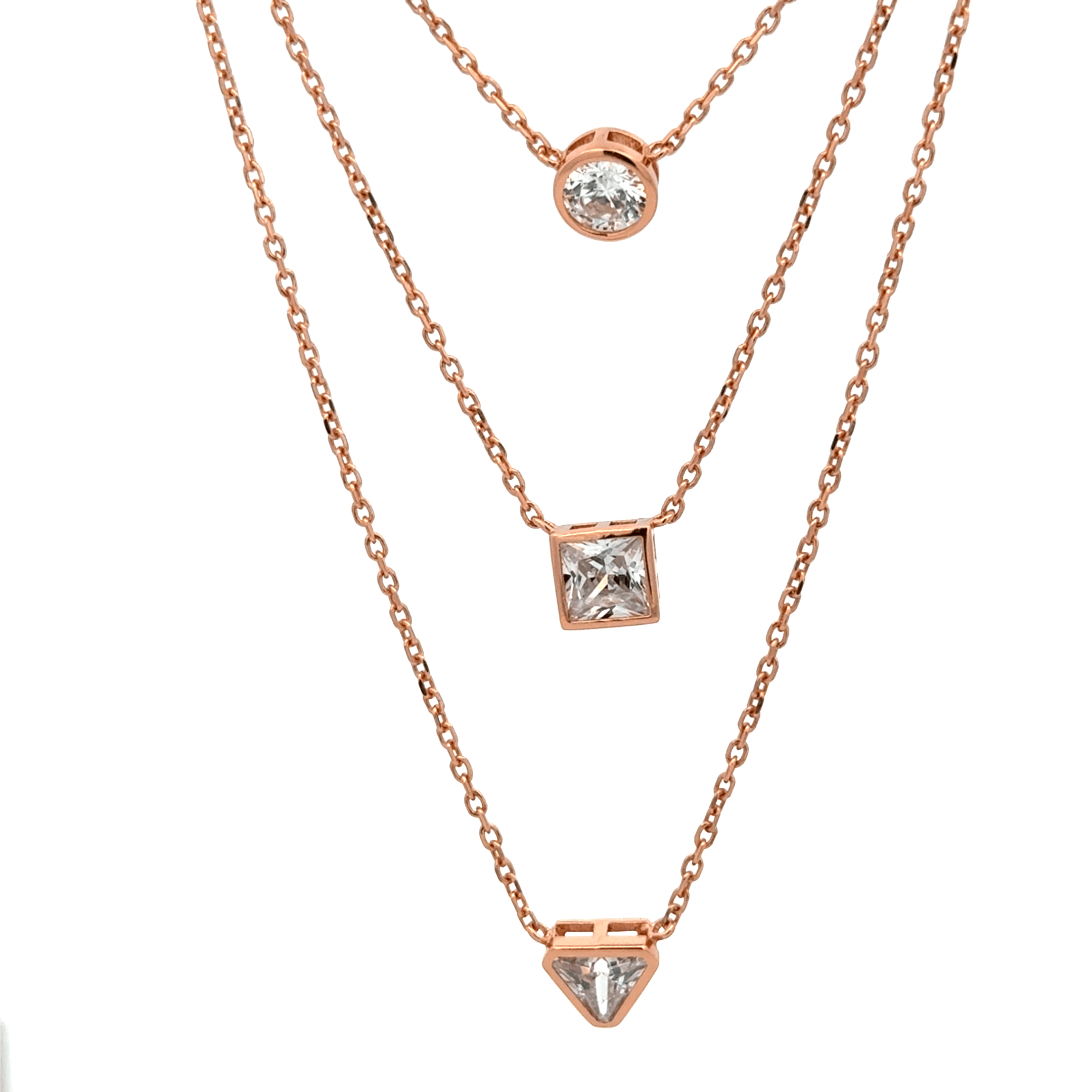 Rosegold Geometry Chain With Pendant