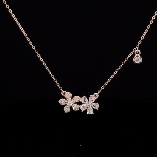 DOUBLE FLOWER ROSEGOLD CHAIN WITH PENDANT