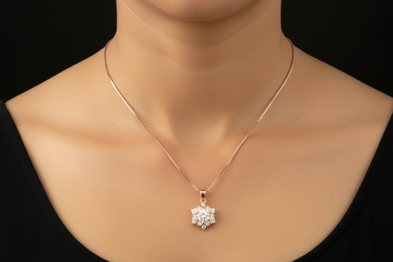 SOLITAIRE ROSEGOLD CHAIN WITH PENDANT