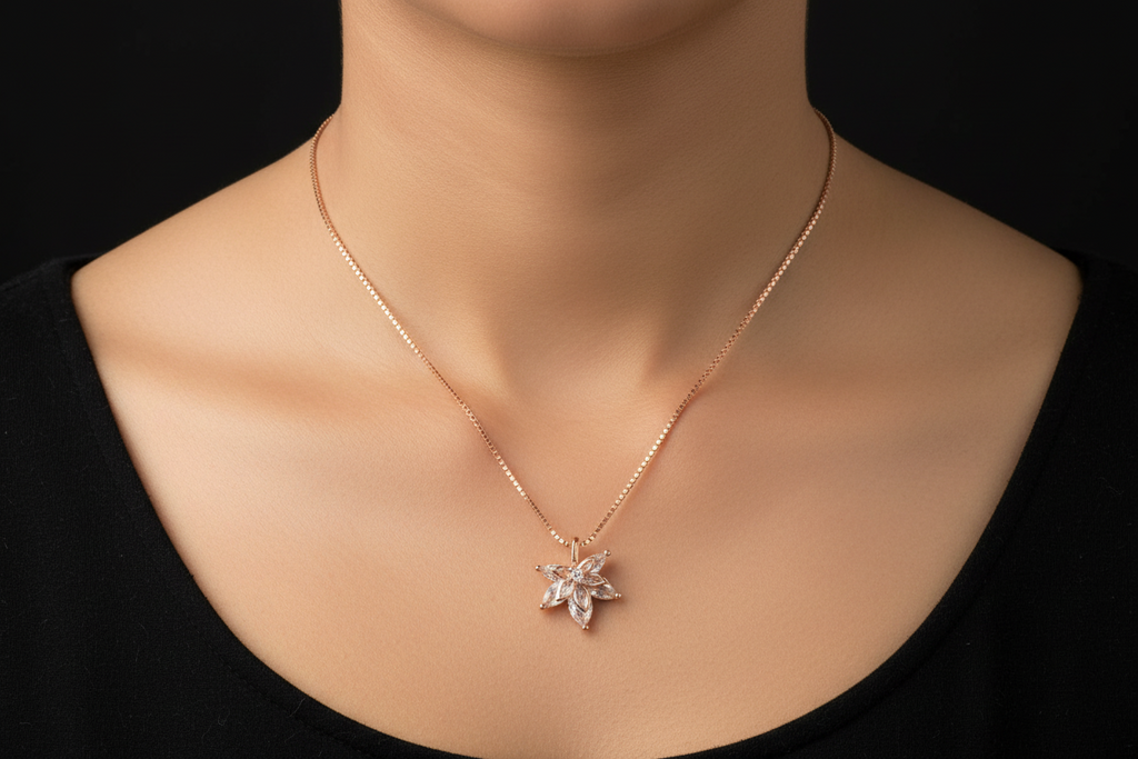 LEAF ROSEGOLD CHAIN WITH PENDANT