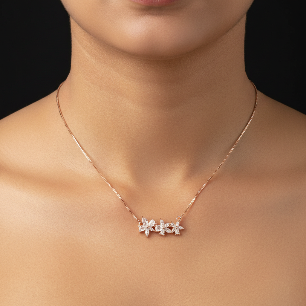 Three Flower Chain Pendant