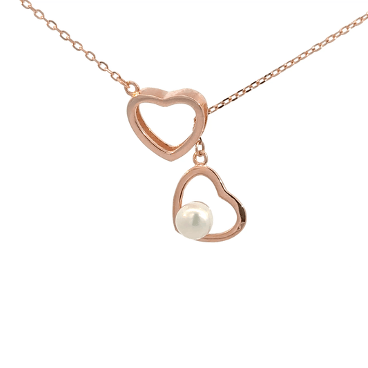 Rosegold pearl heart chain with pendent