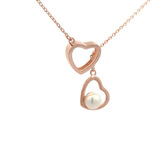 Rosegold pearl heart chain with pendent