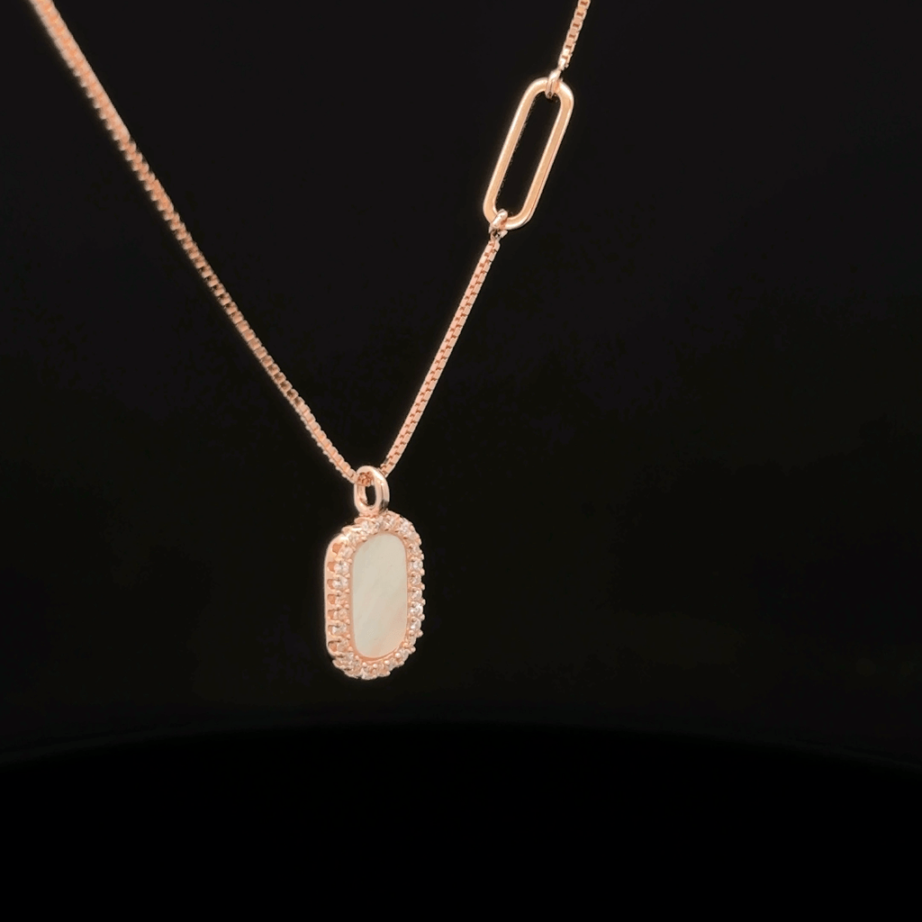 Rose Gold Oval Opal Halo chain pendant