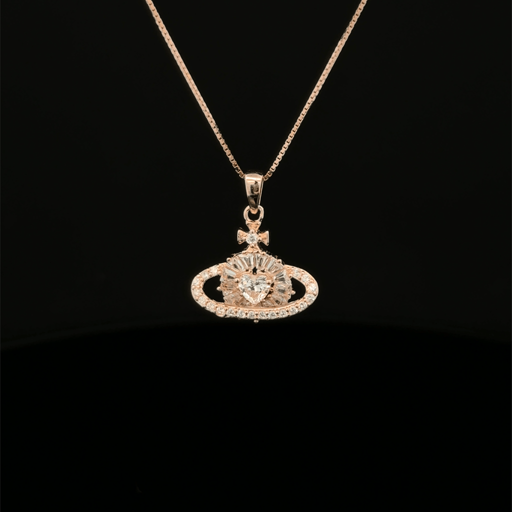 Planet Heart rose gold chain pendant