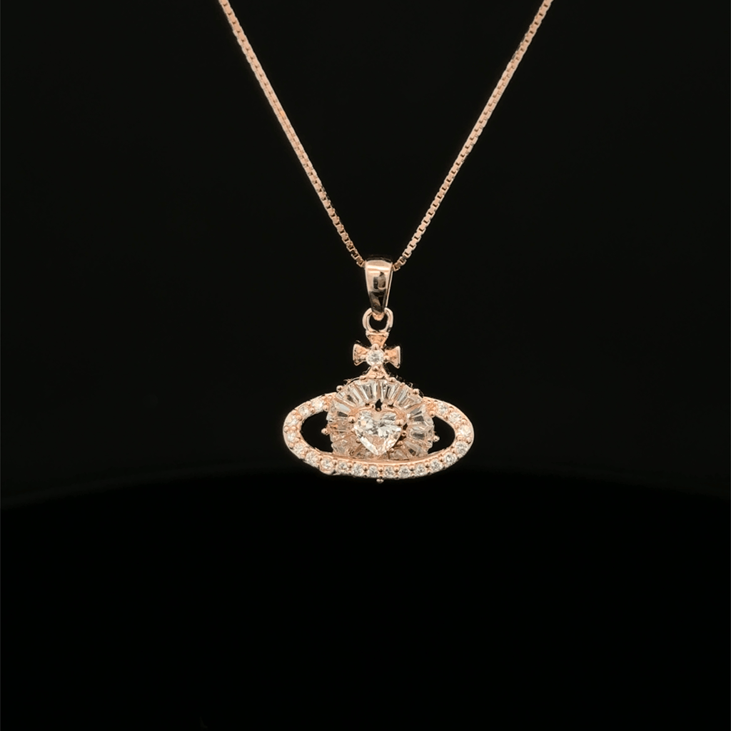 Planet Heart rose gold chain pendant