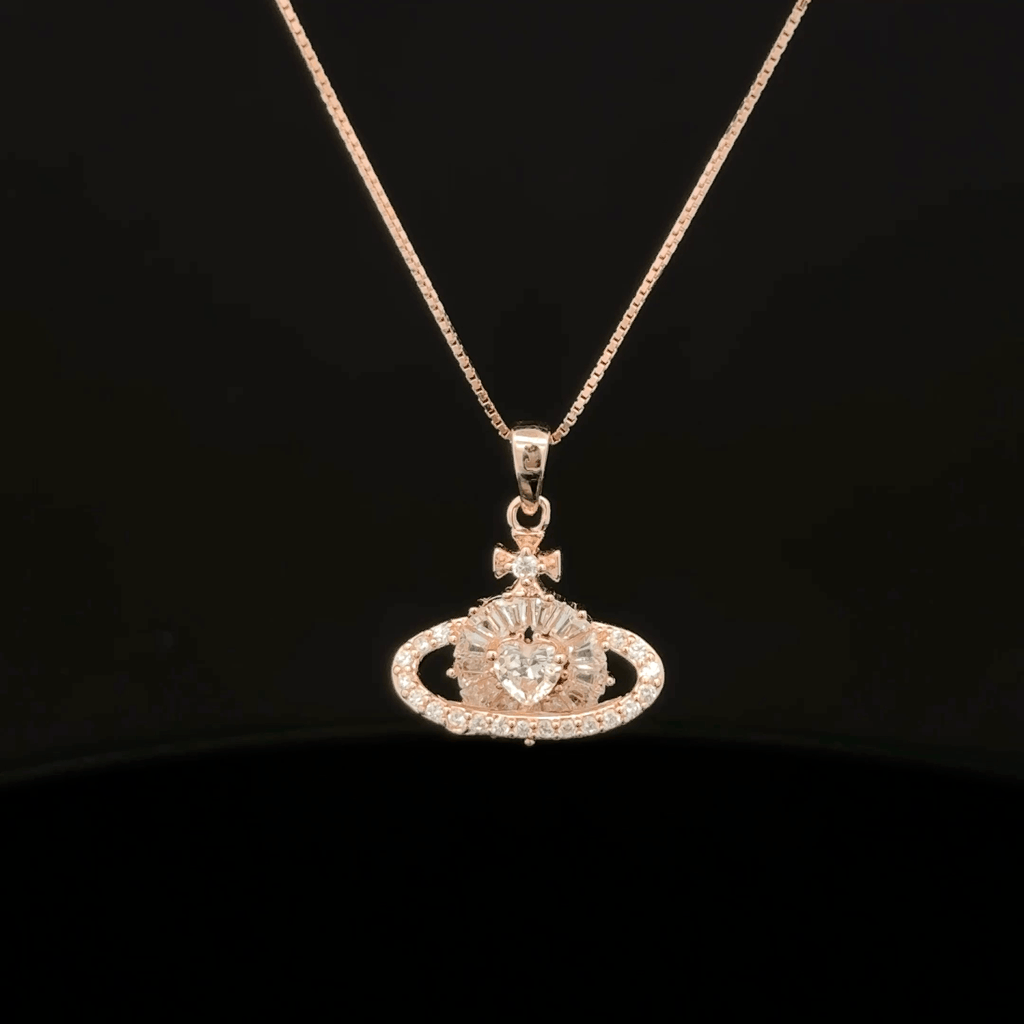 Planet Heart rose gold chain pendant