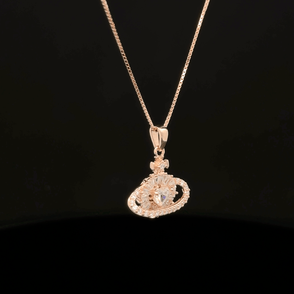 Planet Heart rose gold chain pendant
