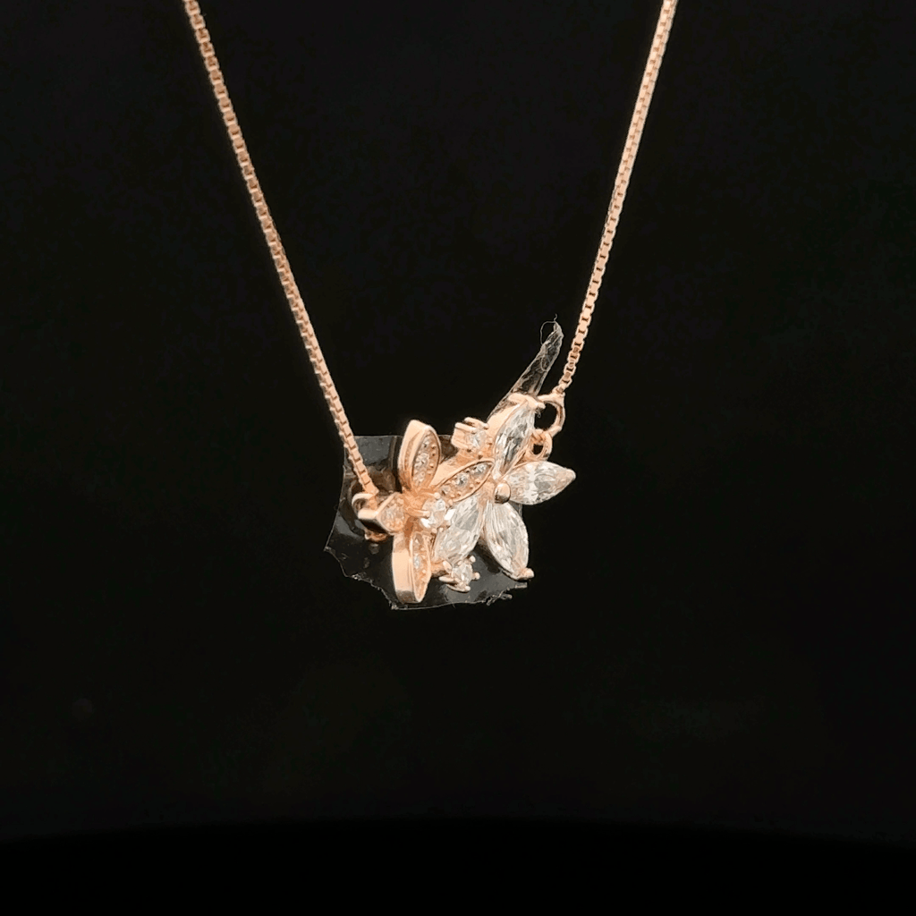 Crystal Twin Flower rose gold chain pendant