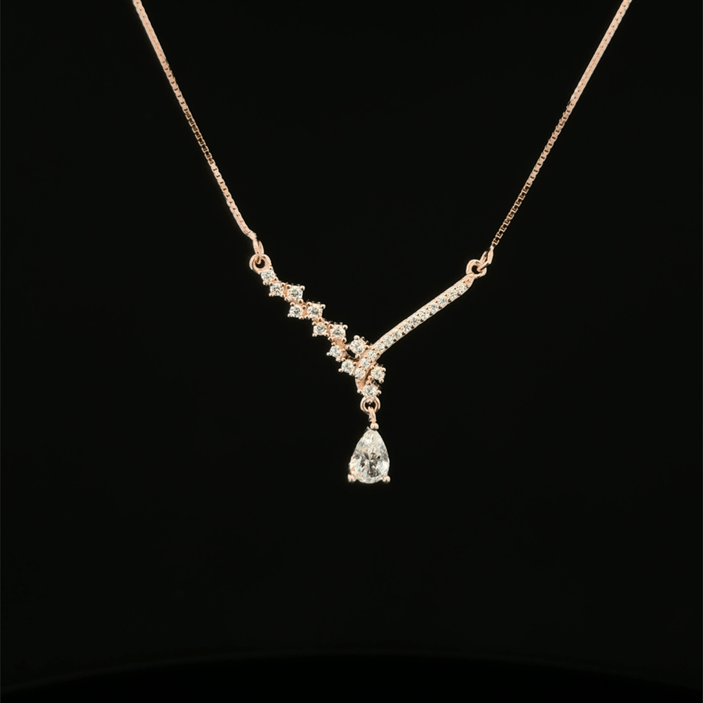 Pear Drop V- rose gold chain pendant