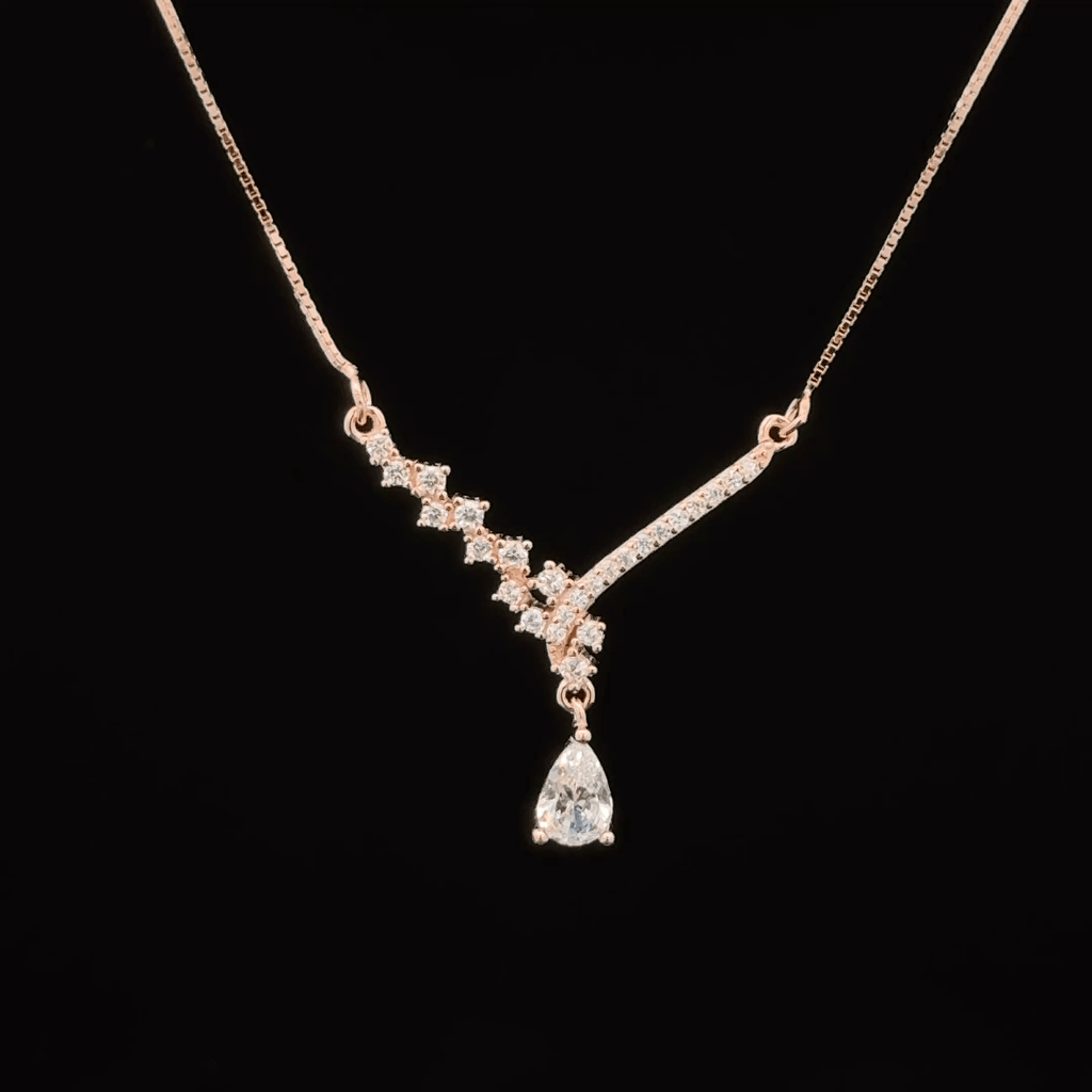 Pear Drop V- rose gold chain pendant
