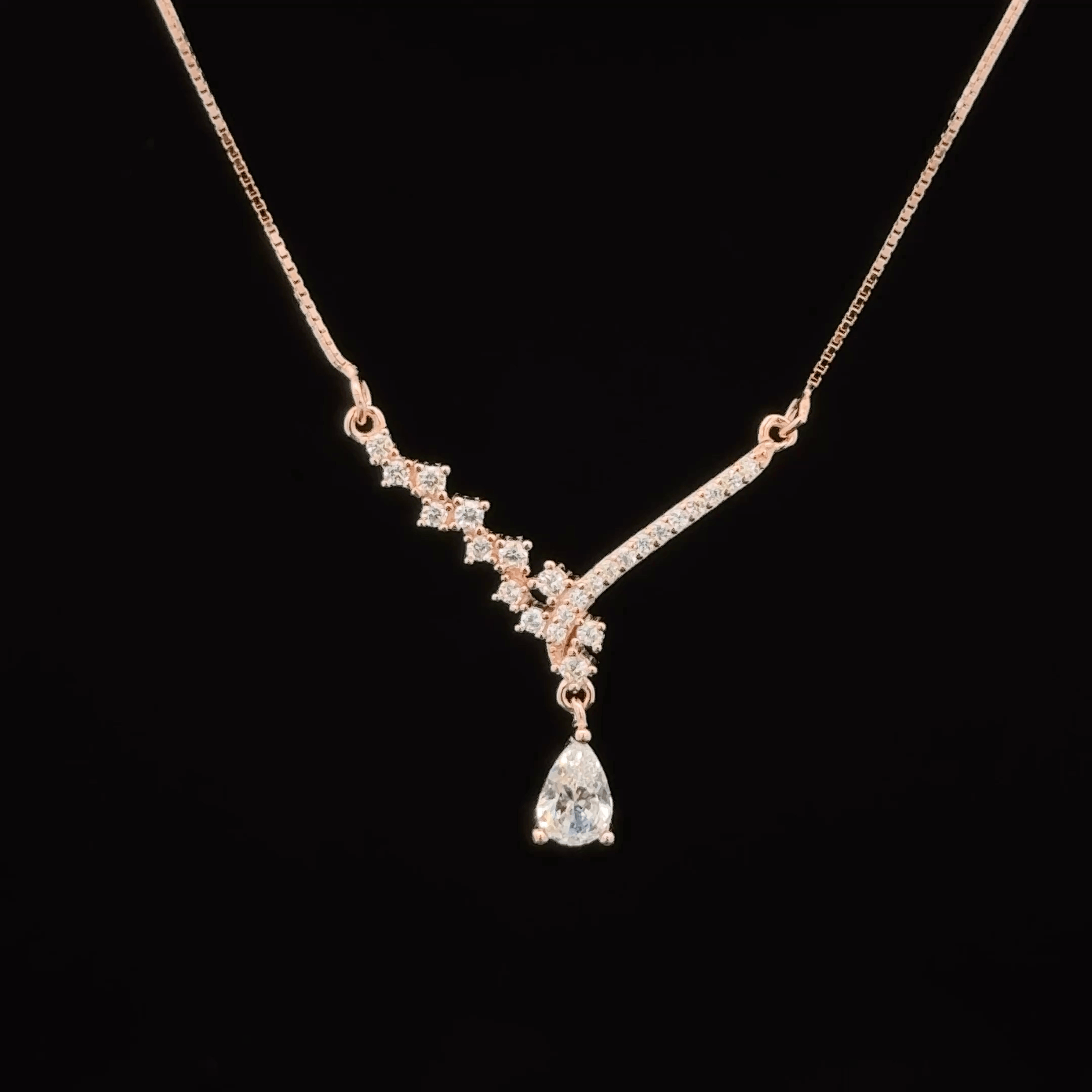 Pear Drop V- rose gold chain pendant