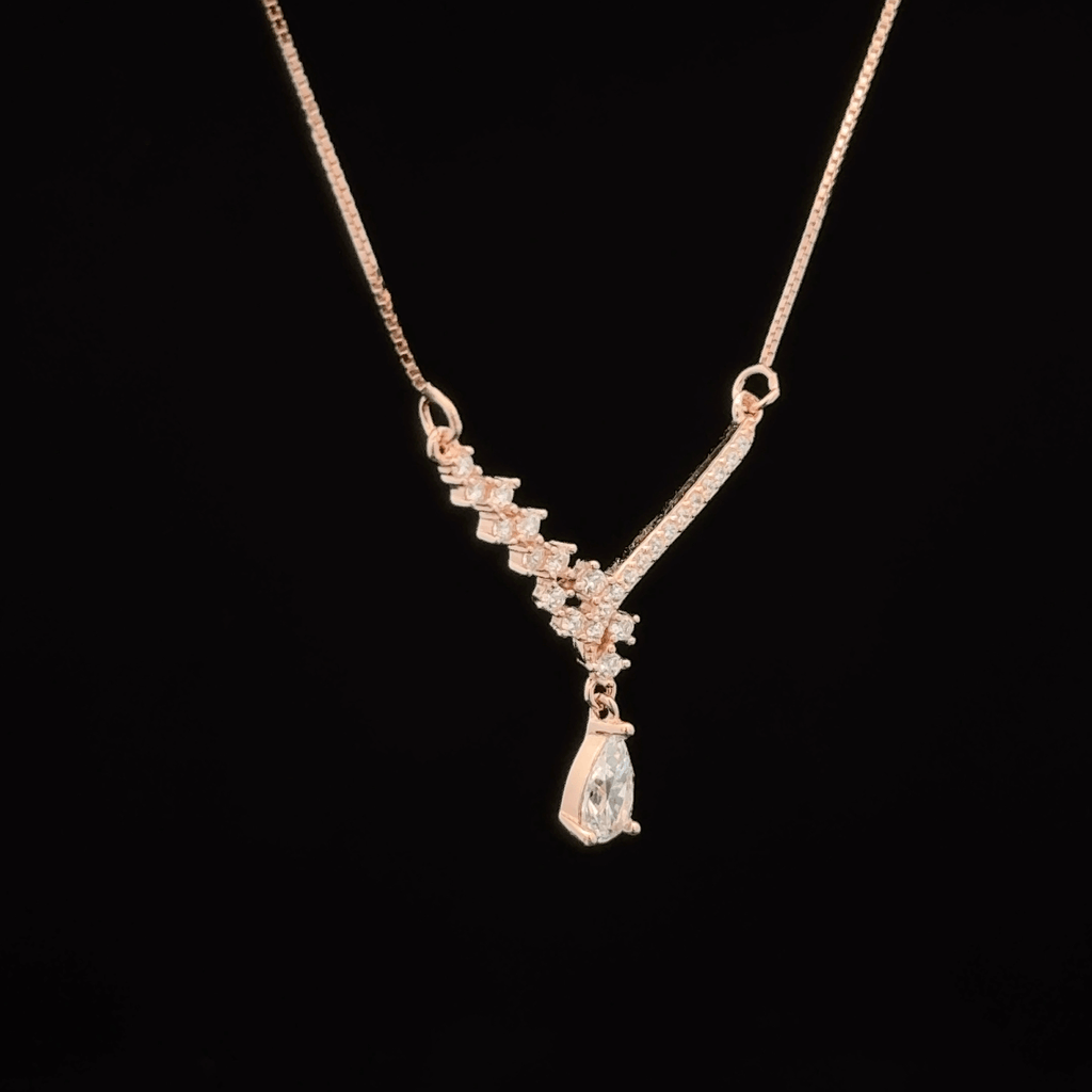 Pear Drop V- rose gold chain pendant